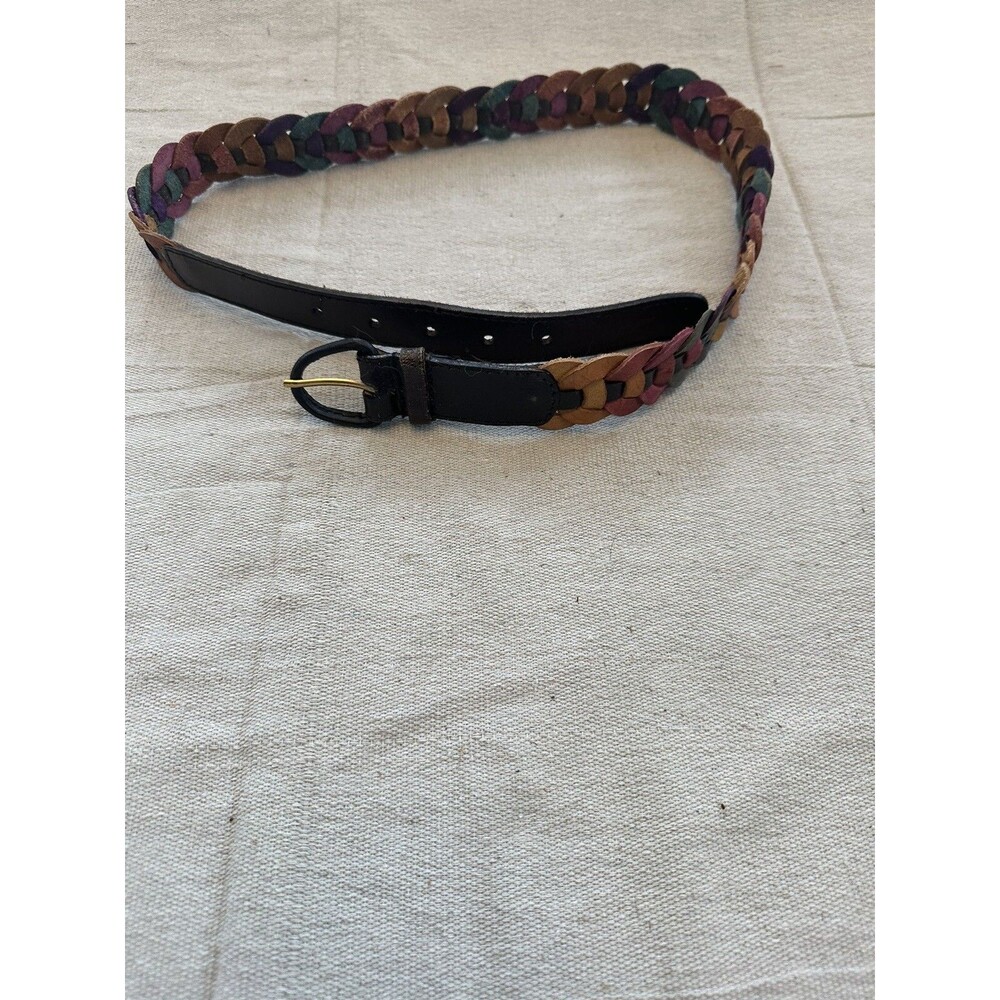 Size Large Multi Colored Leather Belt With Circle Rings, boho, hippie, festival